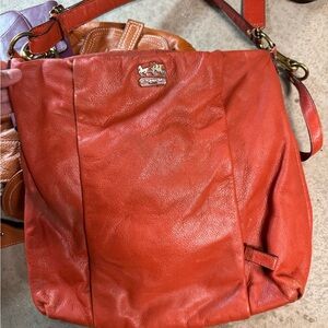 Coach Orange Brown Red Leather Madison Isabelle